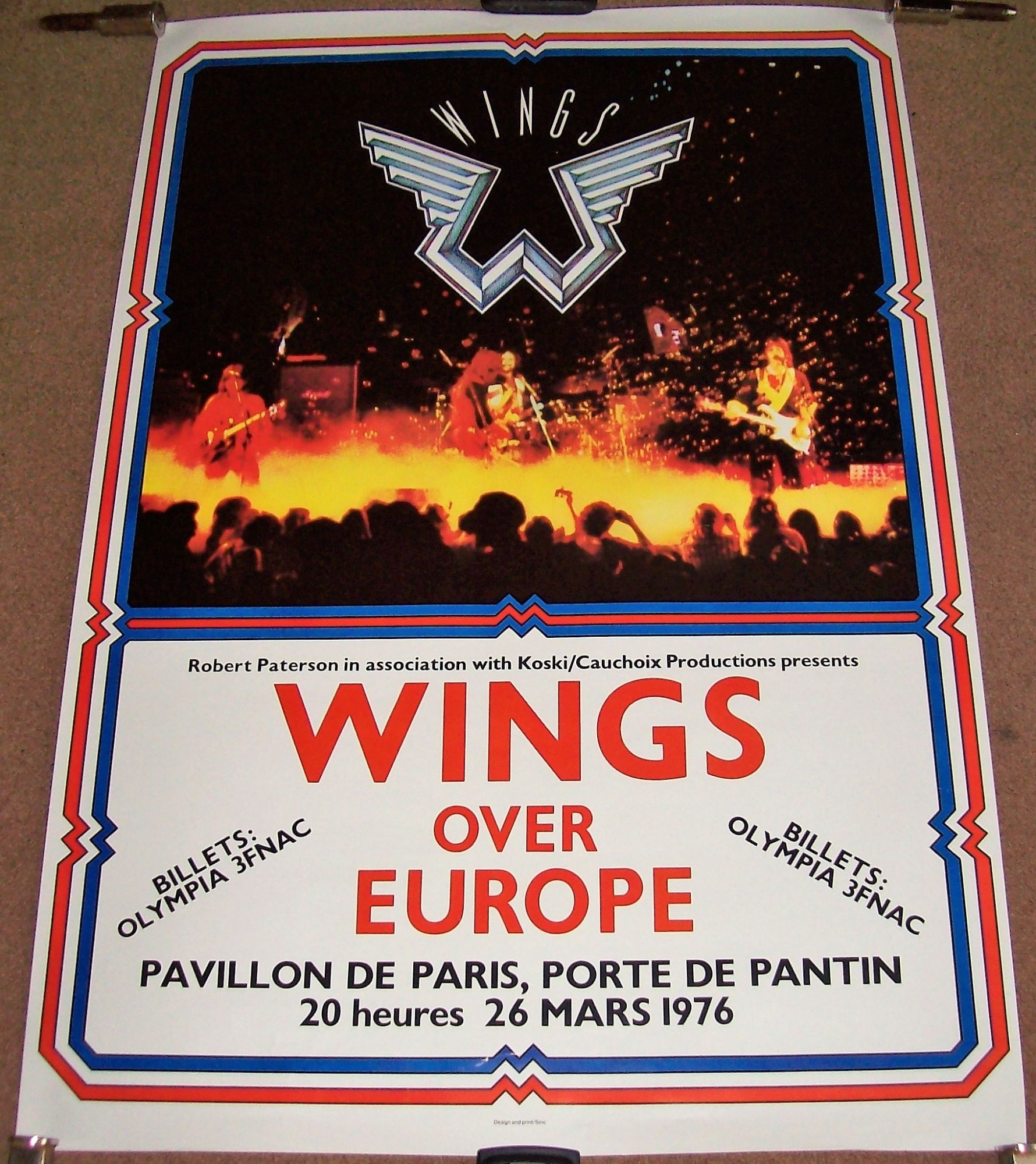 THE BEATLES WINGS CONCERT POSTER 26th MARCH 1976 PAVILLON DE PARIS FRANCE 