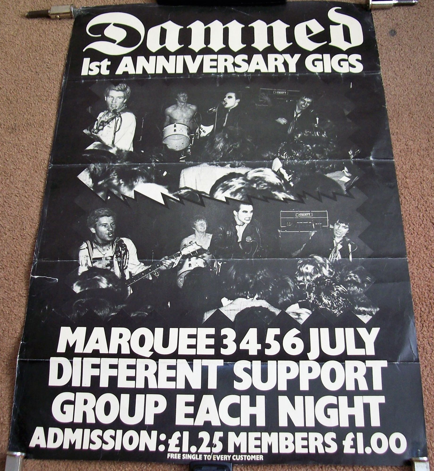 THE DAMNED CONCERTS POSTER 1st ANNIVERSARY JULY 1977 MARQUEE  1