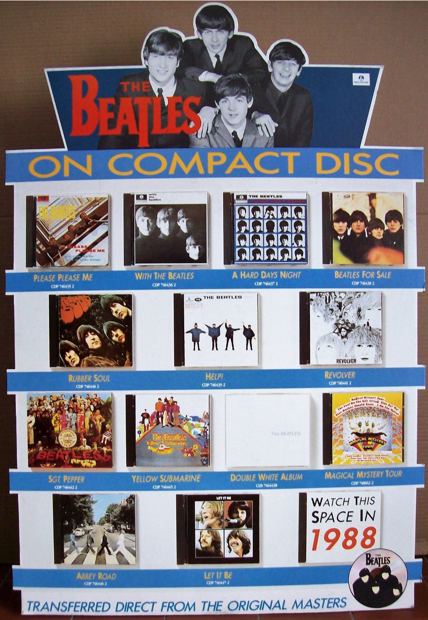 THE BEATLES U.K. RECORD COMPANY PROMO SHOP DISPLAY STANDEE CD ALBUM RELEASE