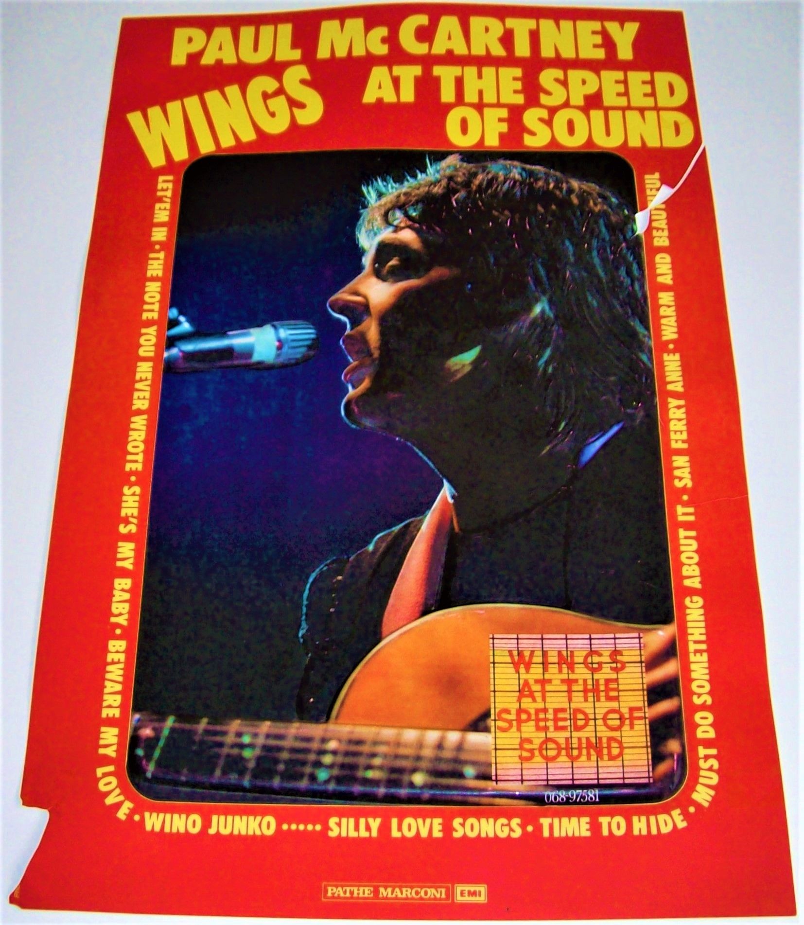 THE BEATLES WINGS FRENCH RECORD COMPANY PROMO SHOP PLASTIC POSTER DISPLAY '