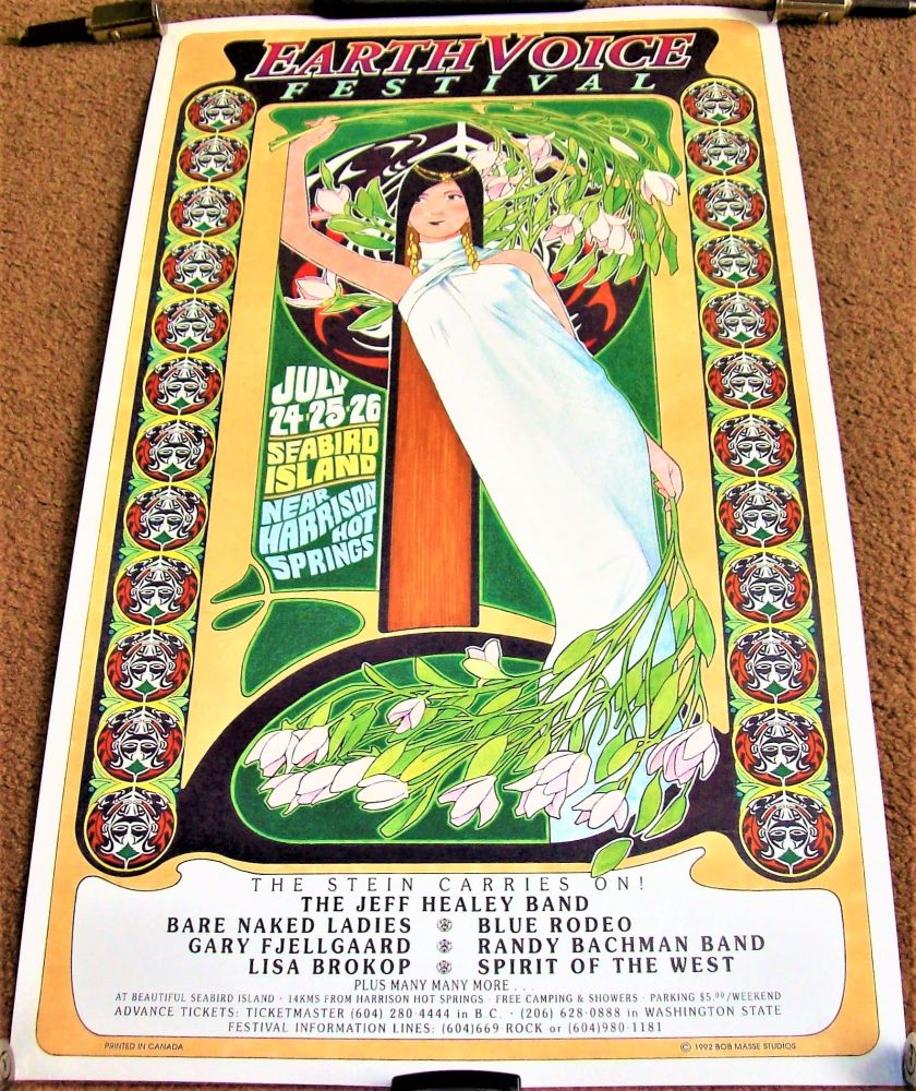 BARE NAKED LADIES 'EARTH VOICE' FESTIVAL POSTER JULY 1992 SEABIRD ISLAND U.