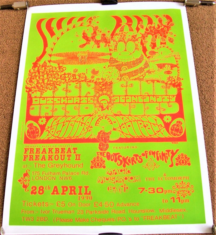 THE OUTSKIRTS OF INFINITY CONCERT POSTER 29th APRIL 1990 THE GREYHOUND LOND