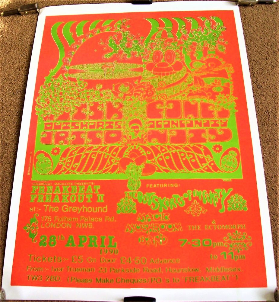 THE OUTSKIRTS OF INFINITY CONCERT POSTER 28th APRIL 1990 THE GREYHOUND LOND