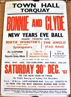 BONNIE AND CLYDE CONCERT POSTER SATURDAY 30th DECEMBER 1967 TORQUAY TOWN HALL UK