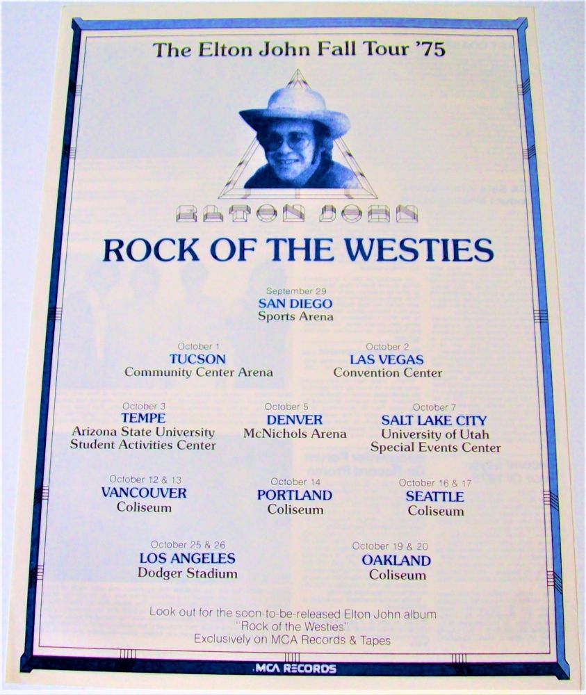 ELTON JOHN SUPERB 1975 MAGAZINE AD 'ROCK OF THE WESTIES' FALL U.S. TOUR DET