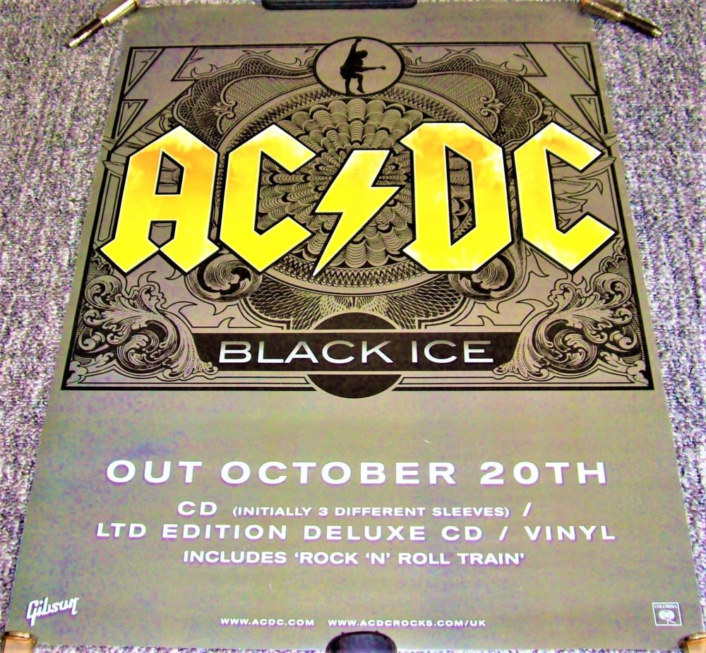 AC-DC STUNNING RARE U.K. RECORD COMPANY PROMO POSTER FOR 'BLACK ICE' ALBUM 