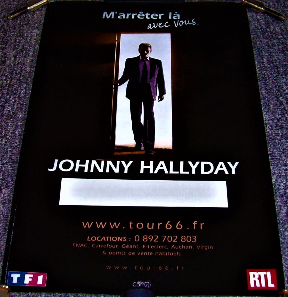 JOHNNY HALLYDAY REALLY FABULOUS AND RARE FRENCH TOUR BLANK POSTER 'TOUR 66'