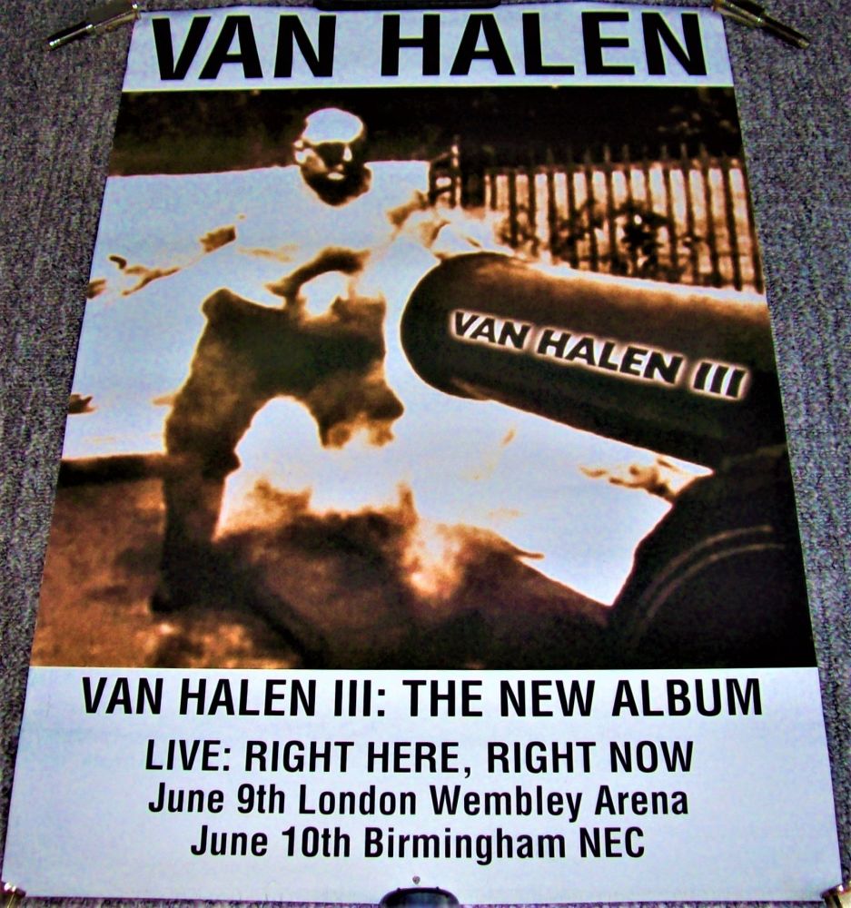 VAN HALEN U.K. RECORD COMPANY PROMO-CONCERTS POSTER 'VAN HALEN III' ALBUM 1