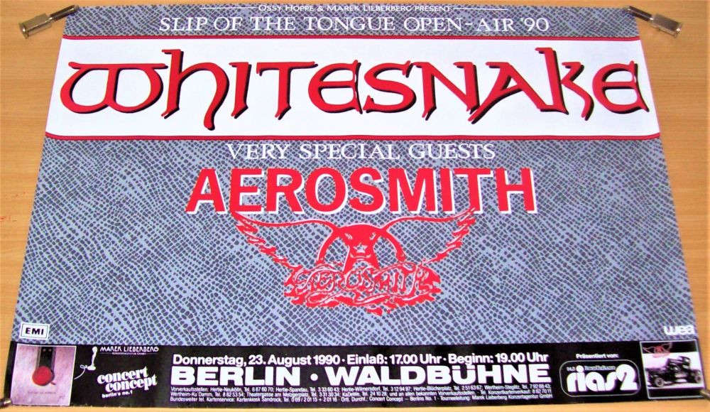 WHITESNAKE AEROSMITH CONCERT POSTER THURSDAY 23rd AUGUST 1990 IN BERLIN GER