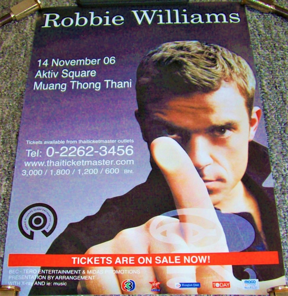 TAKE THAT ROBBIE WILLIAMS RARE CONCERT POSTER 14th NOV 2006 MUANG THONG THA