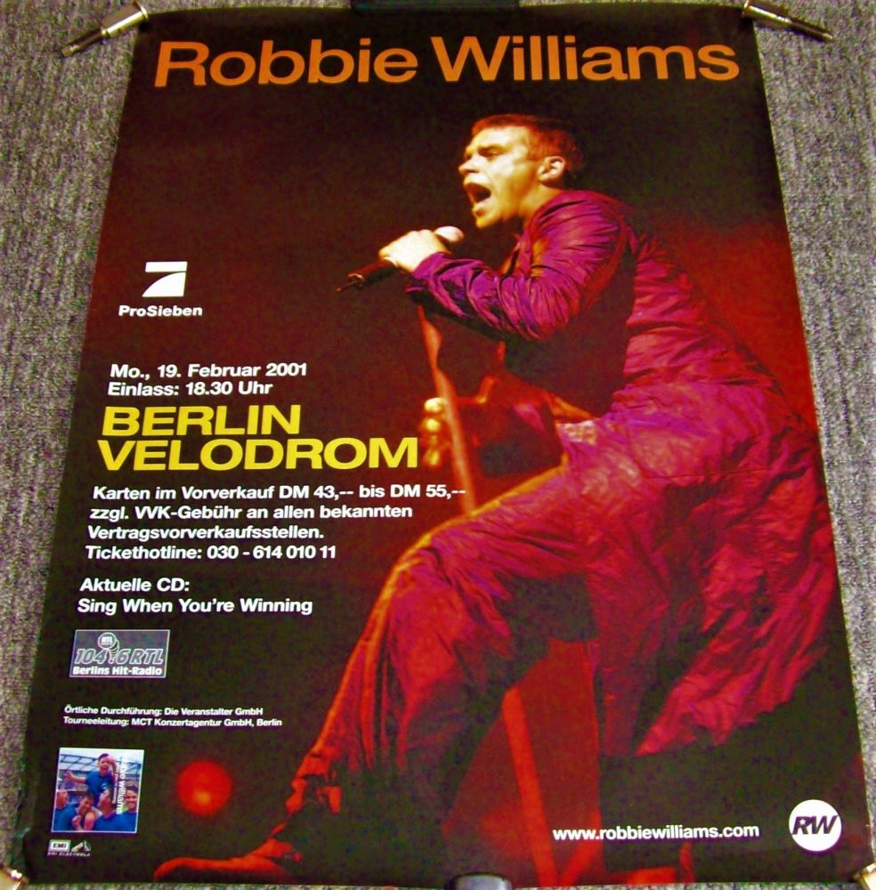 TAKE THAT ROBBIE WILLIAMS SUPERB CONCERT POSTER MONDAY 19th FEBRUARY 2001 B