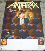 ANTHRAX TESTAMENT STUNNING 'AMONG THE LIVING' TOUR BLANK POSTER FOR GERMANY 1987