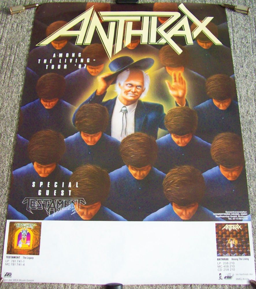 ANTHRAX TESTAMENT STUNNING 'AMONG THE LIVING' TOUR BLANK POSTER FOR GERMANY