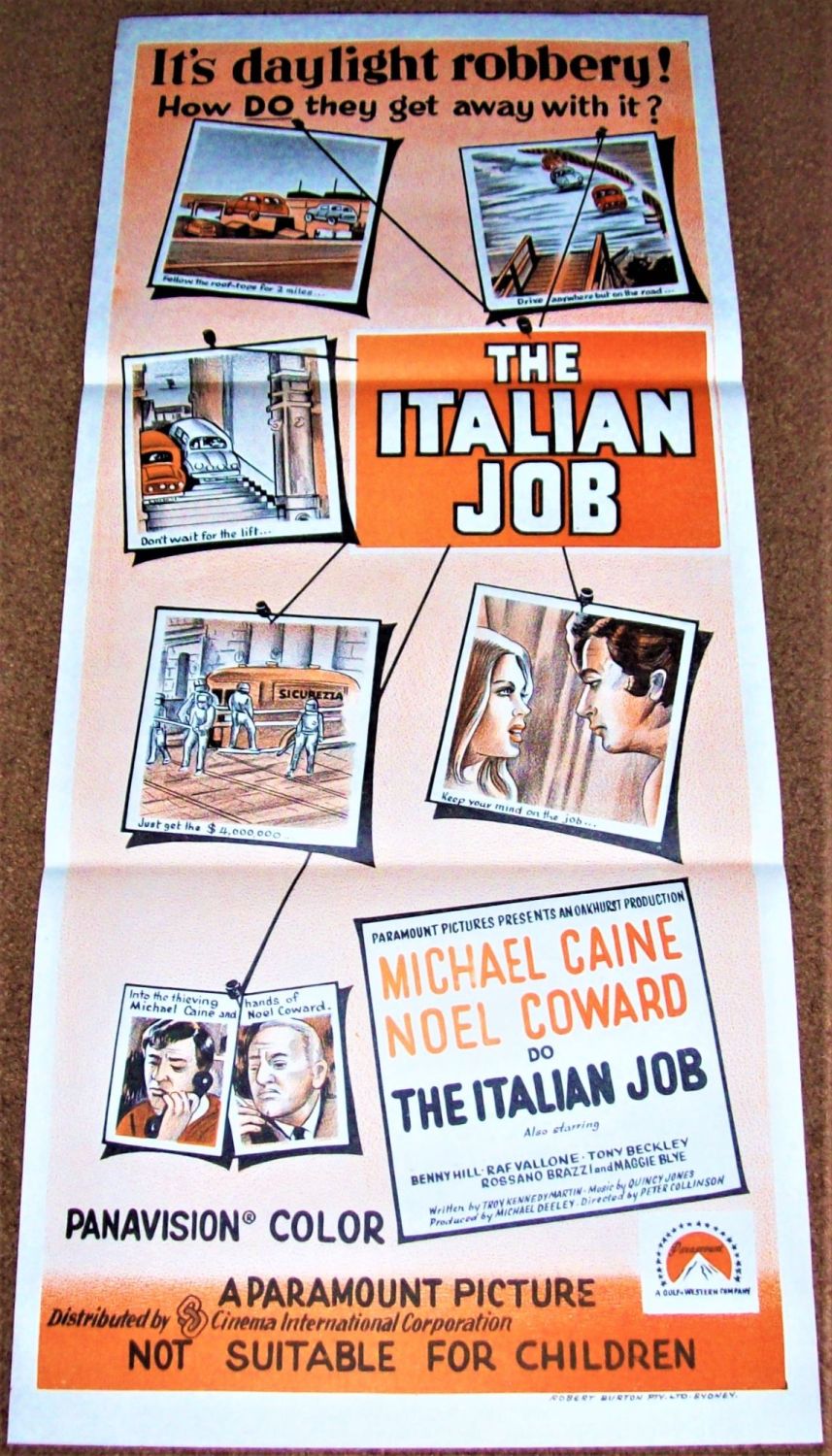 THE ITALIAN JOB STUNNING RARE AUSTRALIAN DAYBILL PROMOTIONAL FILM POSTER 19
