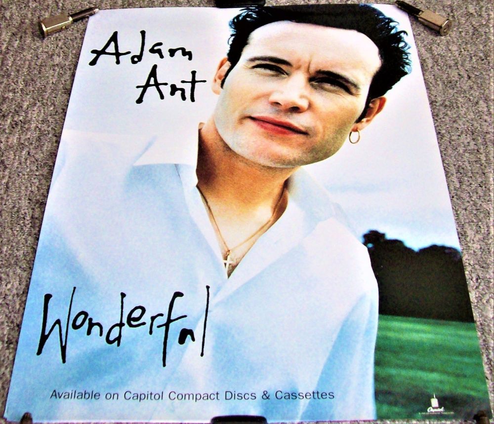 ADAM ANT STUNNING RARE U.S. RECORD COMPANY PROMO POSTER 'WONDERFUL' ALBUM 1