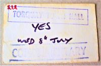 YES RARE COMPLIMENTARY CONCERT TICKET WEDNESDAY 8th JULY 1970 TORQUAY TOWN HALL