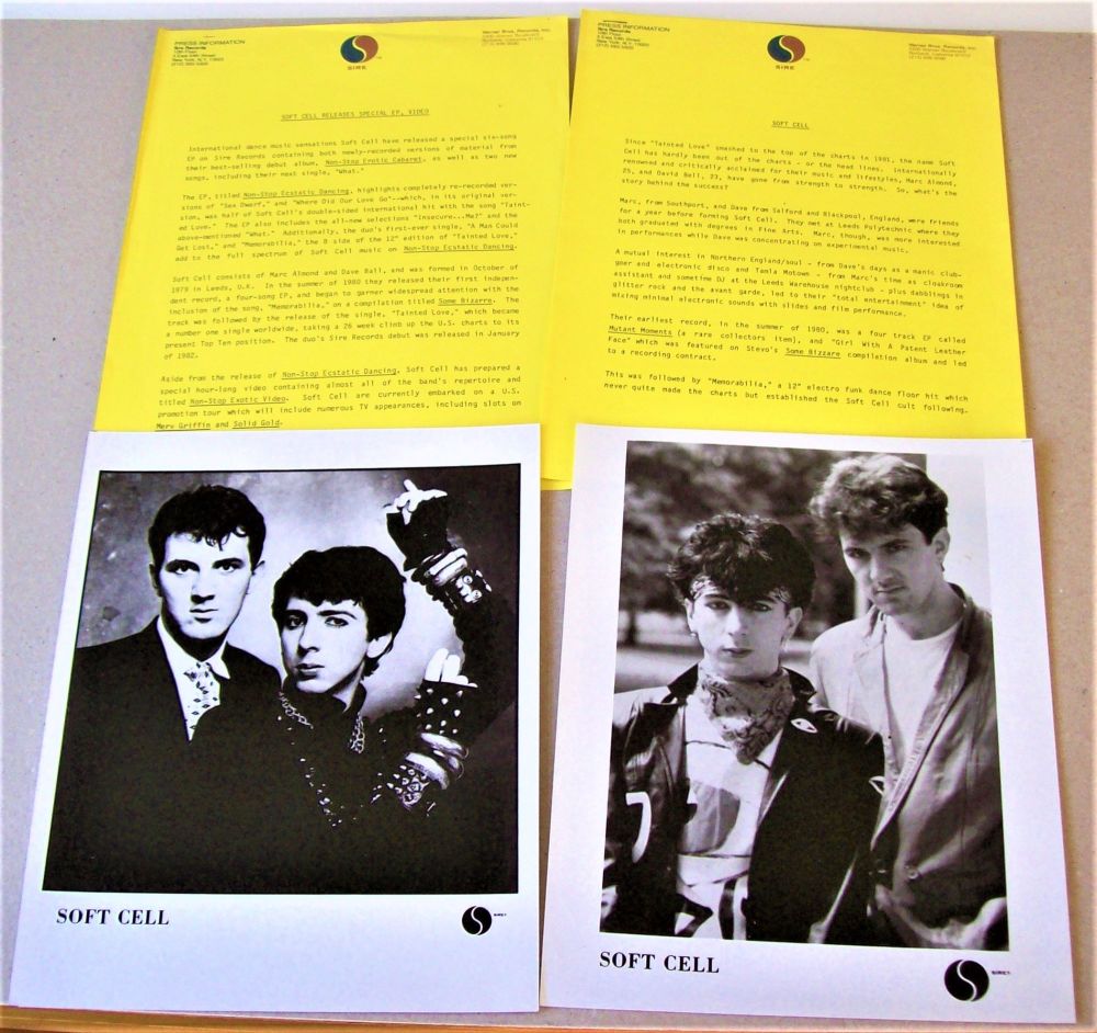 MARC ALMOND SOFT CELL U.S. 1982 PRESS RELEASE 'NON-STOP ECSTATIC DANCING' E