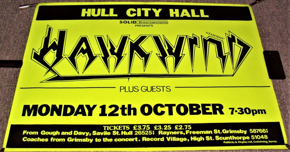 HAWKWIND STUNNING RARE CONCERT POSTER MONDAY 12th OCTOBER 1981 HULL CITY HA