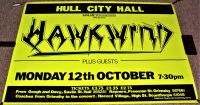 HAWKWIND STUNNING RARE CONCERT POSTER MONDAY 12th OCTOBER 1981 HULL CITY HALL UK