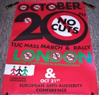 TUC MASS MARCH AND RALLY FABULOUS PROMOTIONAL POSTER 20th OCTOBER 2012 IN LONDON