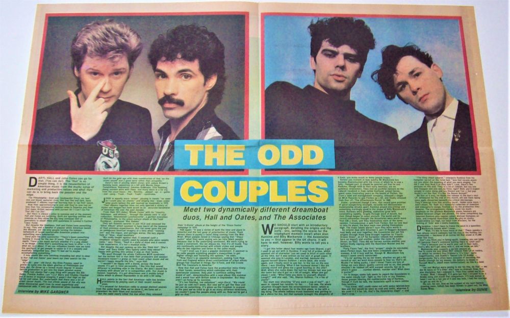 HALL AND OATES THE ASSOCIATES CENTRE SPREAD POSTER-ARTICLES RECORD MIRROR 1