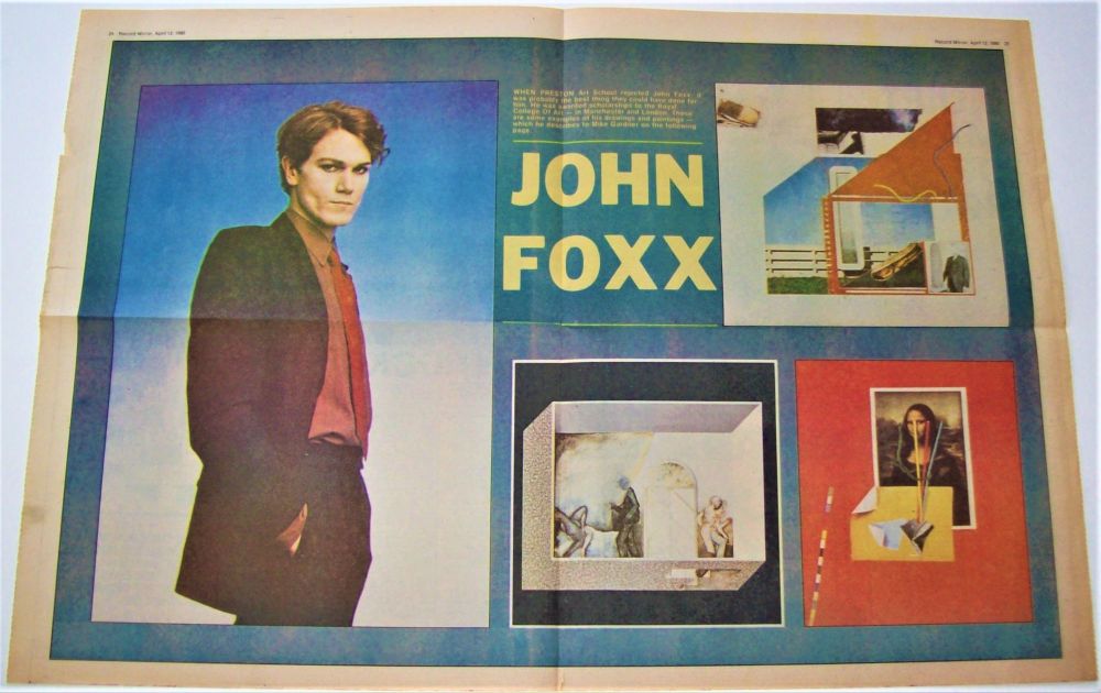 ULTRAVOX JOHN FOXX CENTRE SPREAD POSTER-ARTICLE RECORD MIRROR 12th APRIL 19