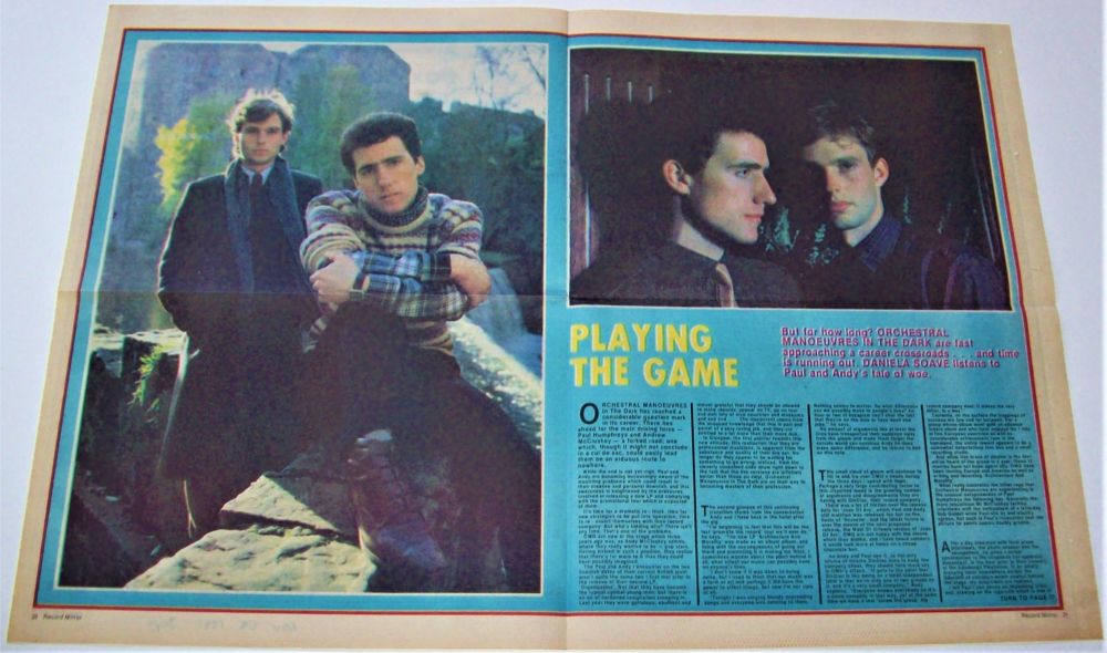 O.M.D. FABULOUS CENTRE SPREAD POSTER-ARTICLE RECORD MIRROR NOVEMBER 28th 19