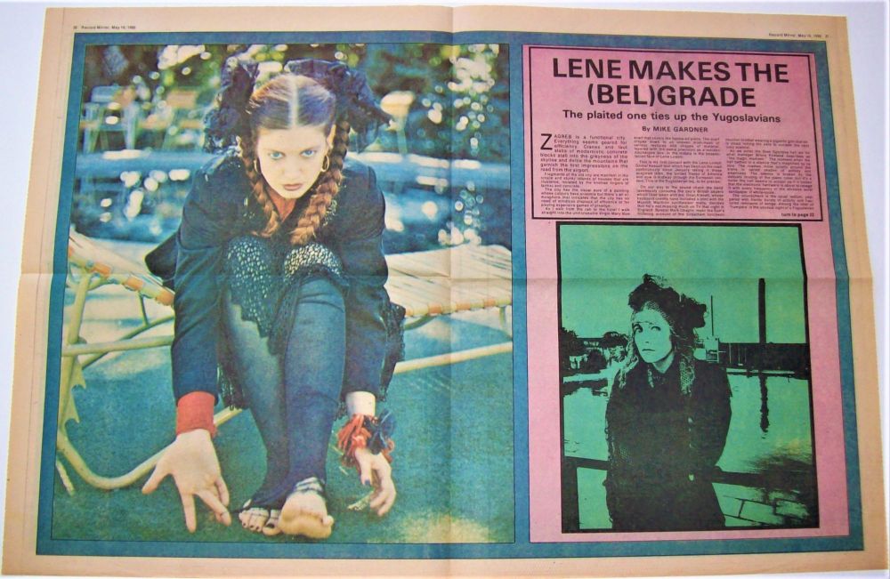 LENE LOVICH FABULOUS CENTRE SPREAD POSTER-ARTICLE RECORD MIRROR MAY 10th 19