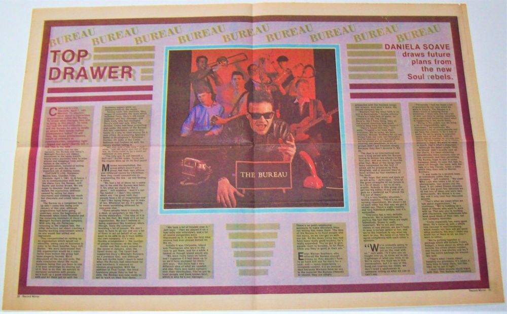 THE BUREAU REALLY FABULOUS RARE CENTRE SPREAD POSTER-ARTICLE RECORD MIRROR 