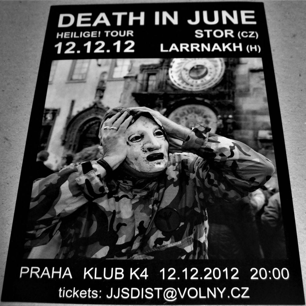 DEATH IN JUNE CONCERT FLYER WED 12th DEC 2012 'HEILIGE!' TOUR KLUB K4 IN PR