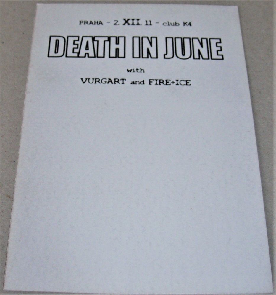 DEATH IN JUNE CONCERT P-CARD 2nd DEC 2011 ‘30th ANNIVERSARY TOUR’ K4 CLUB P