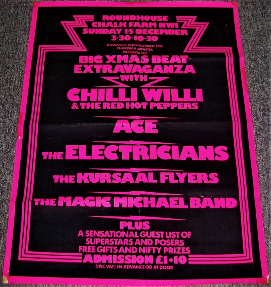 CHILLI WILLI ACE KURSAAL FLYERS CONCERT POSTER SUN 15th DEC 1974 ROUNDHOUSE