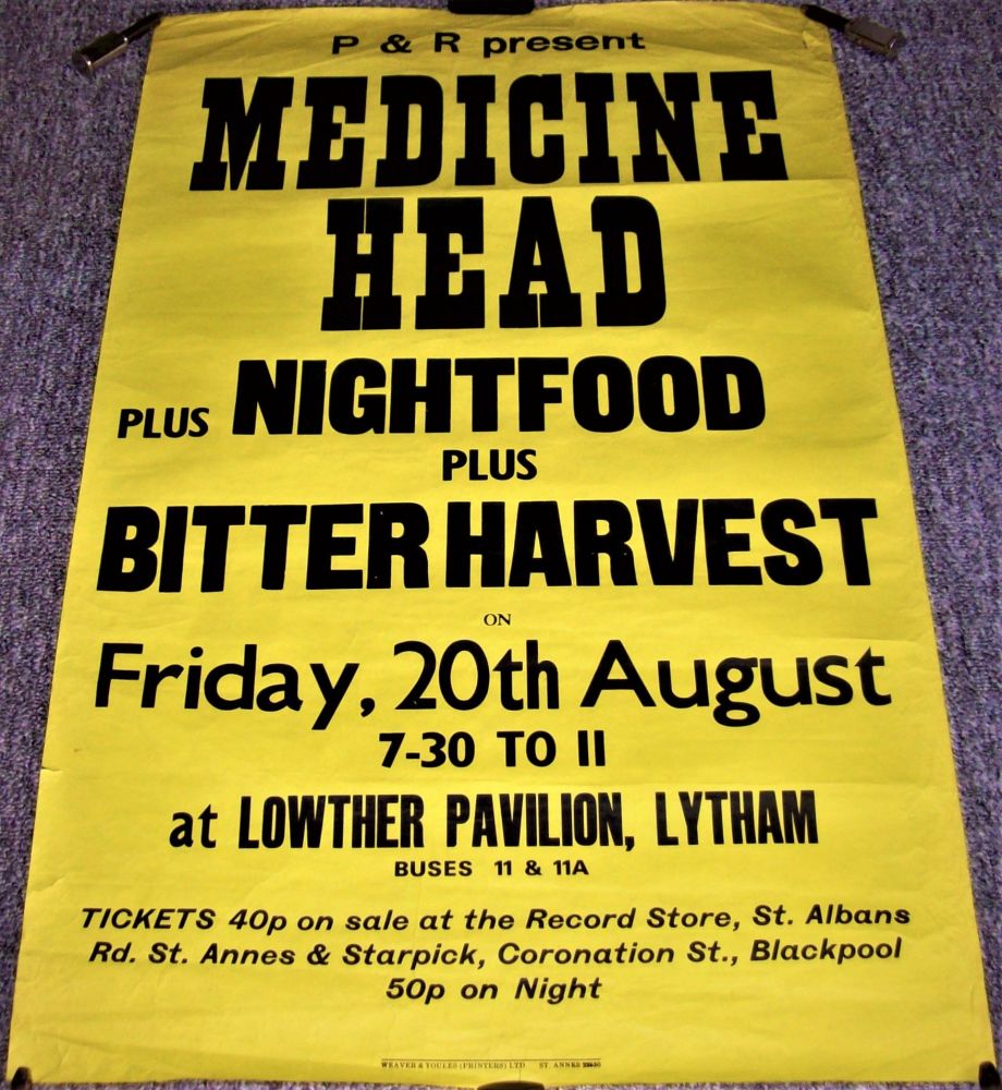 MEDICINE HEAD STUNNING RARE CONCERT POSTER FRI 20th AUG 1971 LOWTHER PAVILI
