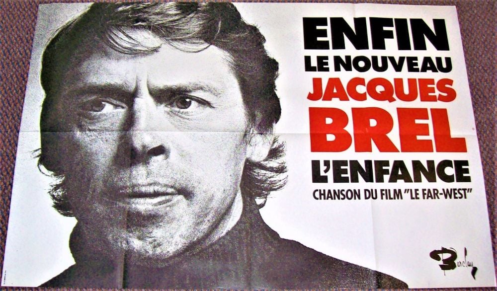 JAQUES BREL FRENCH RECORD COMPANY PROMO POSTER 'L'ENFANCE' childhood SINGLE