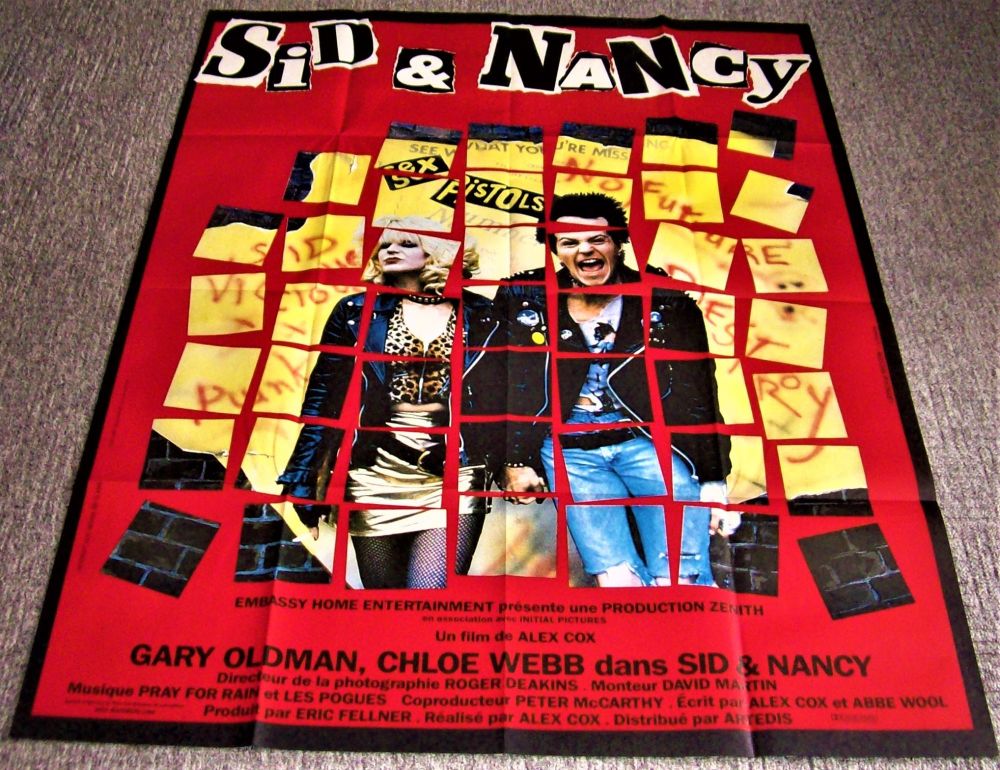 THE SEX PISTOLS SID AND NANCY FABULOUS RARE LARGE FRENCH PROMO FILM POSTER 