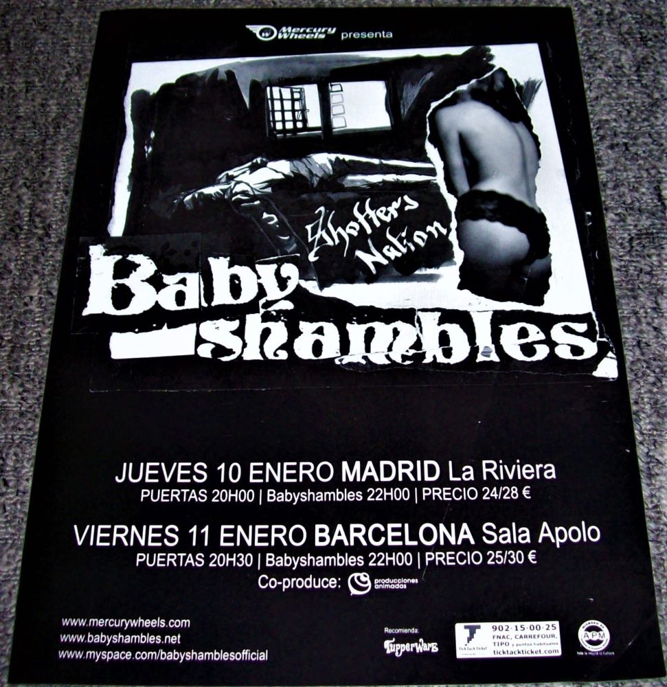 BABYSHAMBLES ABSOLUTELY STUNNING POSTER FOR CONCERTS IN MADRID & BARCELONA 