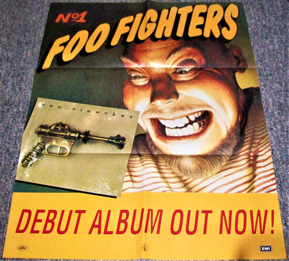 FOO FIGHTERS SUPERB RARE U.K. RECORD COMPANY PROMO POSTER SELF TITLED ALBUM