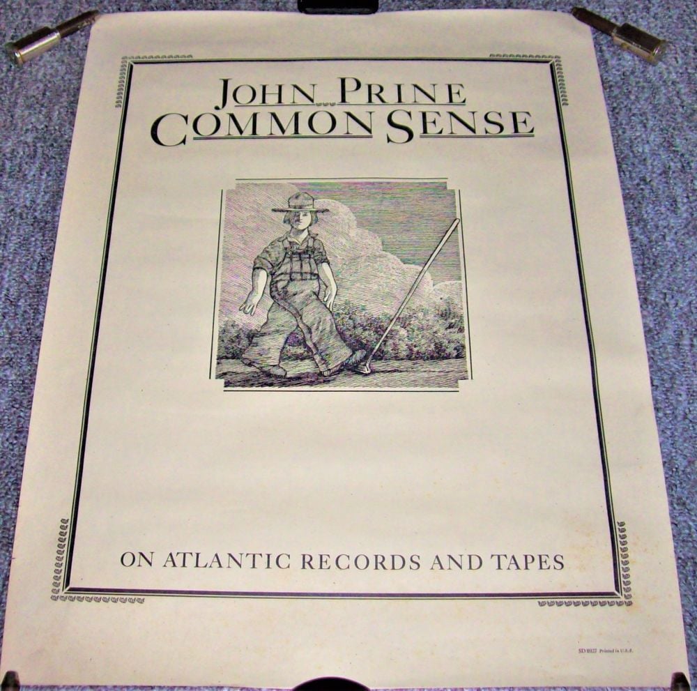 JOHN PRINE SUPERB RARE US RECORD COMPANY PROMO POSTER 'COMMON SENSE' ALBUM 