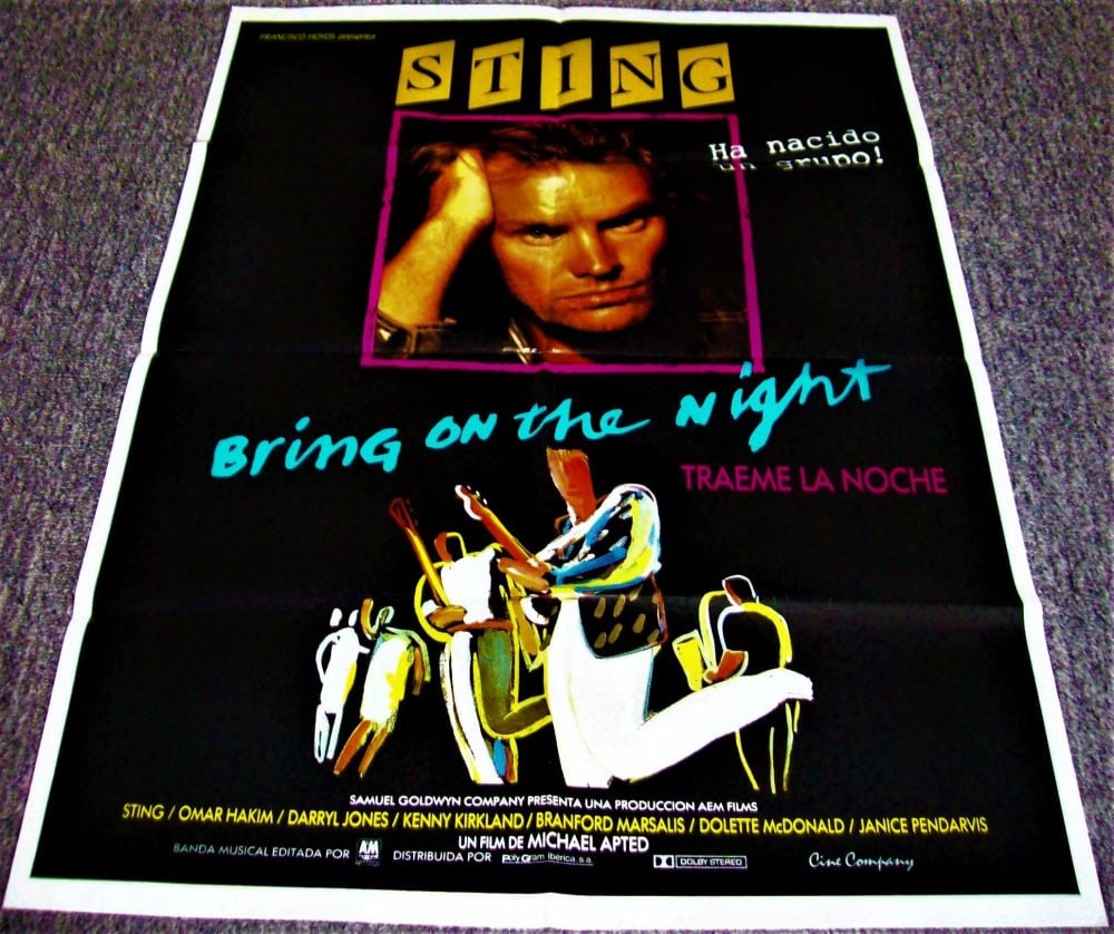 THE POLICE STING STUNNING SPANISH PROMO POSTER 'BRING ON THE NIGHT' FILM IN