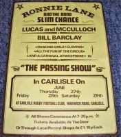 RONNIE LANE & SLIM CHANCE RARE CONCERT-TOUR FLYER-HANDBILL CARLISLE JUNE 1974 