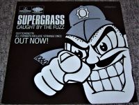 SUPERGRASS U.K. REC COM PROMO SHOP WINDOW CARD 'CAUGHT BY THE FUZZ' SINGLE 1994