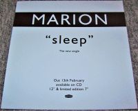 MARION SUPER RARE U.K. RECORD COMPANY PROMO WINDOW CARD FOR 'SLEEP' SINGLE 1995