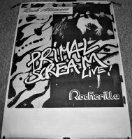 PRIMAL SCREAM ABSOLUTELY STUNNING AND RARE CONCERT POSTER FROM VENICE ITALY 1989