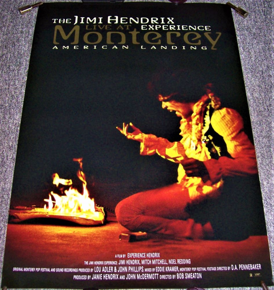 JIMI HENDRIX SUPERB UK PROMOTIONAL POSTER 'MONTEREY AMERICAN LANDING' FILM 