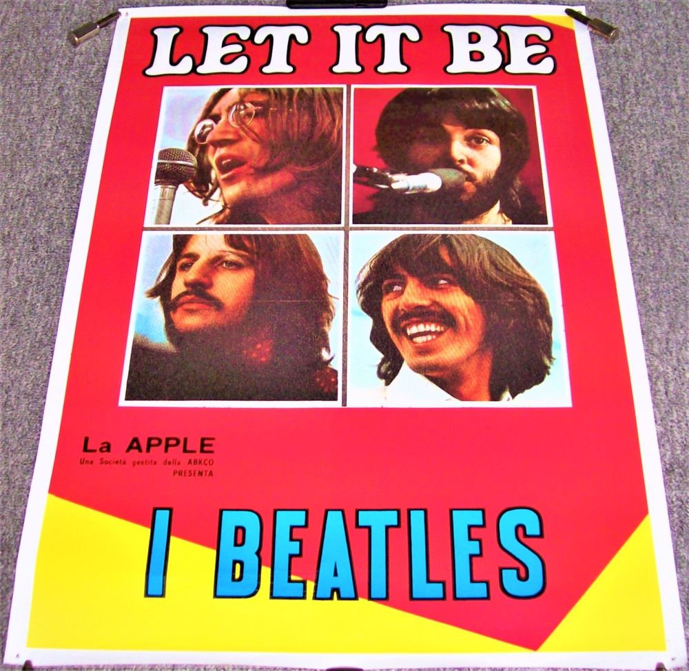 THE BEATLES SUPERB ITALIAN PROMO POSTER 'LET IT BE ' FILM REISSUE ON VIDEO 