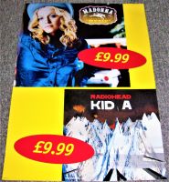 MADONNA RADIOHEAD UK REC COM PROMO SHOP DISPLAY FLAT 'MUSIC' & 'KID A' LPs 2000 