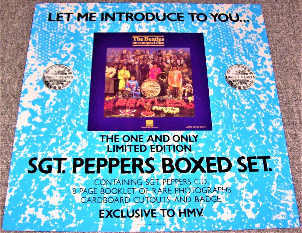 THE BEATLES UK HMV PROMO SHOP DISPLAY BOARD 'SGT. PEPPERS' BOXED SET ALBUM 