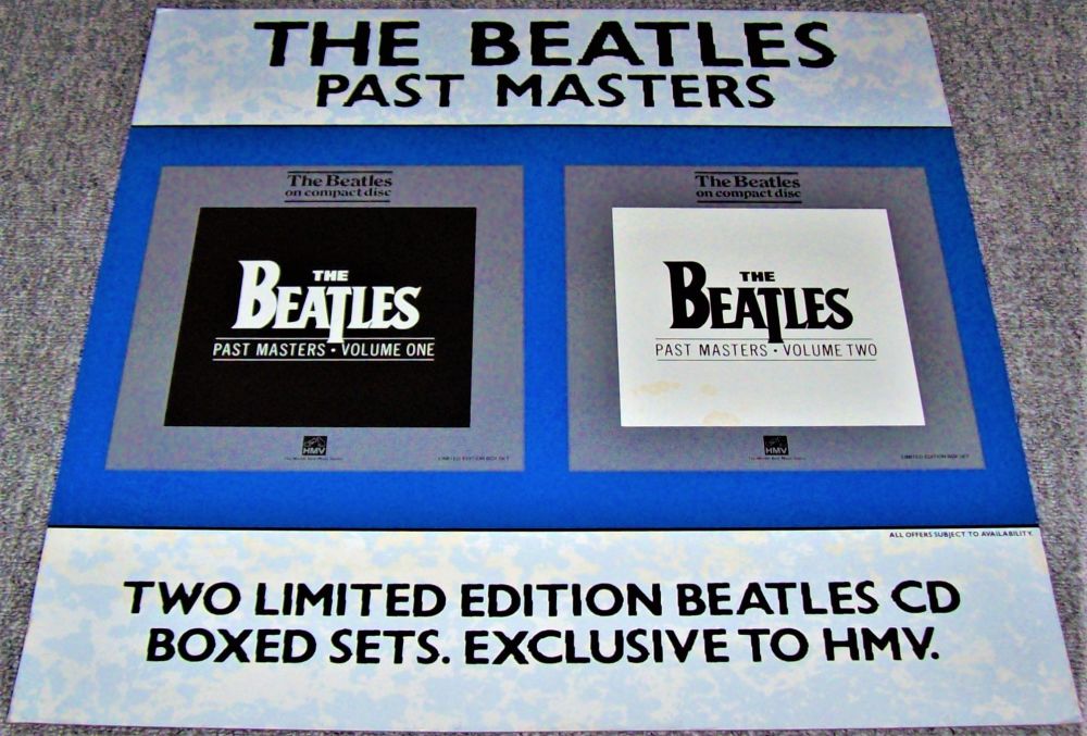 THE BEATLES HMV PROMO SHOP DISPLAY BOARD 'PAST MASTERS 1 & 2' BOX SET ALBUM
