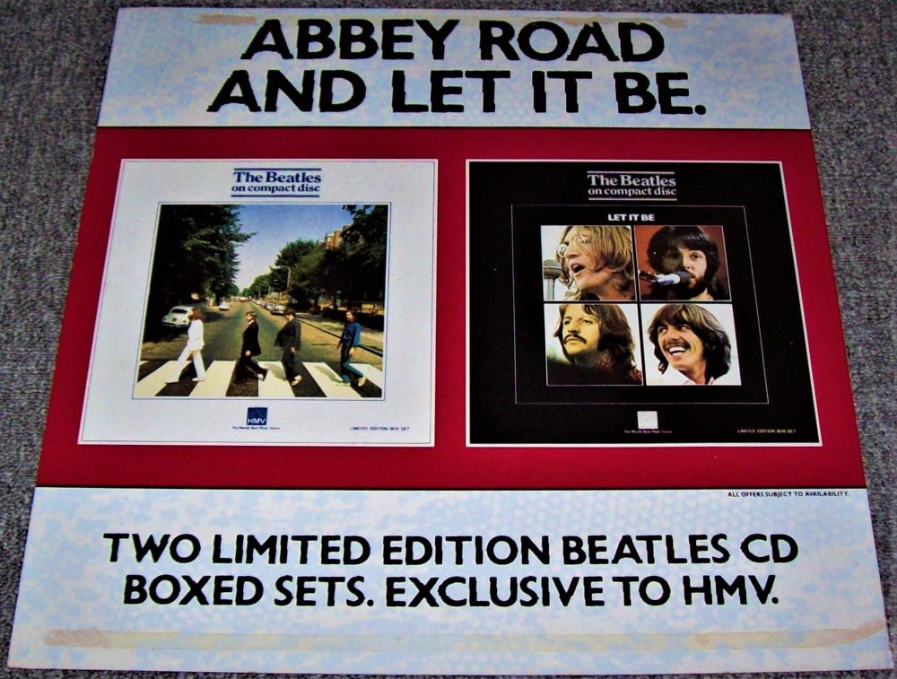 THE BEATLES HMV PROMO SHOP DISPLAY BOARD 'ABBEY ROAD' & 'LET IT BE' ALBUMS 