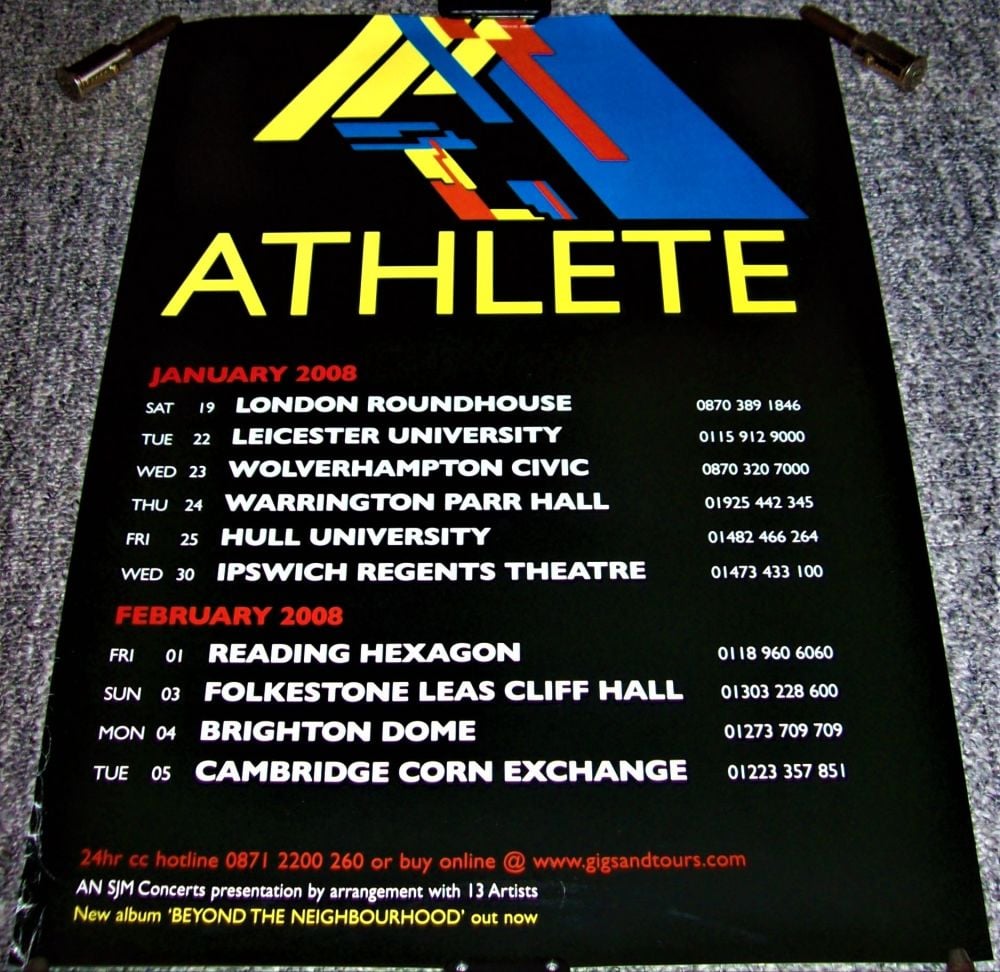 ATHLETE ABSOLUTELY STUNNING AND RARE U.K. TOUR POSTER JANUARY & FEBRUARY 20